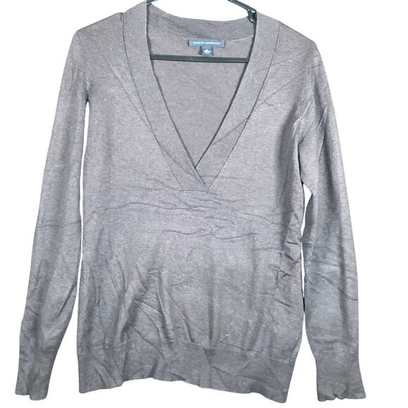 Banana Republic Women Sweater Brown Pullover V Neck Silk Cashmere Wool Stretch S - Picture 1 of 12